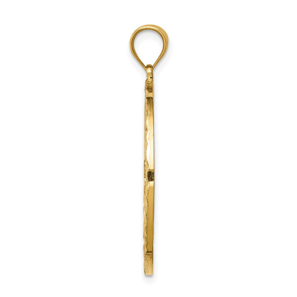 14k Yellow & Rhodium Gold and White Rhodium Polished and Diamond-cut Pendant
