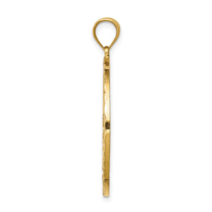 14k Yellow & Rhodium Gold and White Rhodium Polished and Diamond-cut Pendant