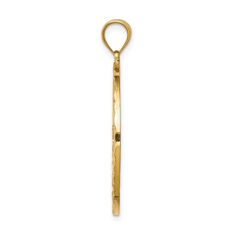 14k Yellow & Rhodium Gold and White Rhodium Polished and Diamond-cut Pendant