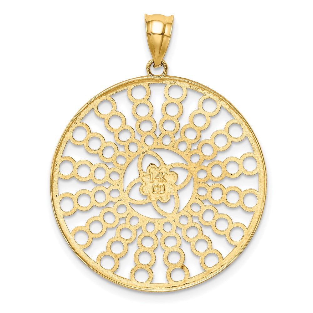 14k Yellow & Rhodium Gold and White Rhodium Polished and Diamond-cut Pendant