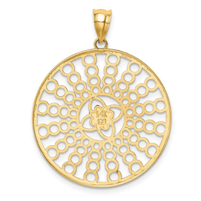 14k Yellow & Rhodium Gold and White Rhodium Polished and Diamond-cut Pendant