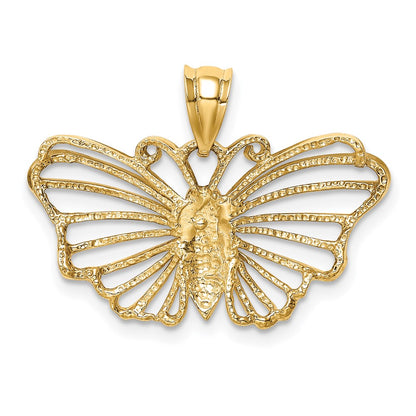 14k Yellow Gold Polished Butterfly Pendant