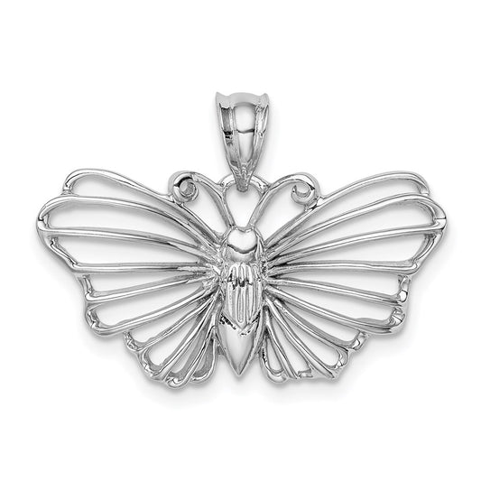 14k White Gold White Polished Butterfly Pendant