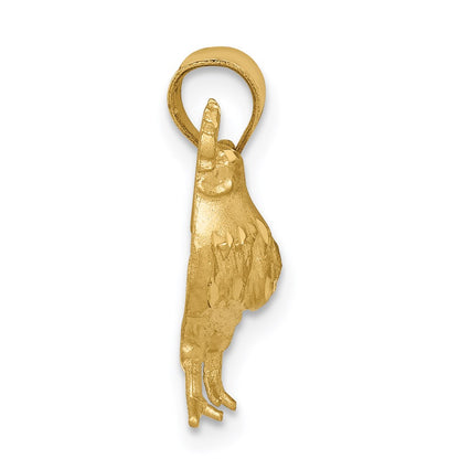 14k Yellow Gold Satin D/C Rooster Pendant