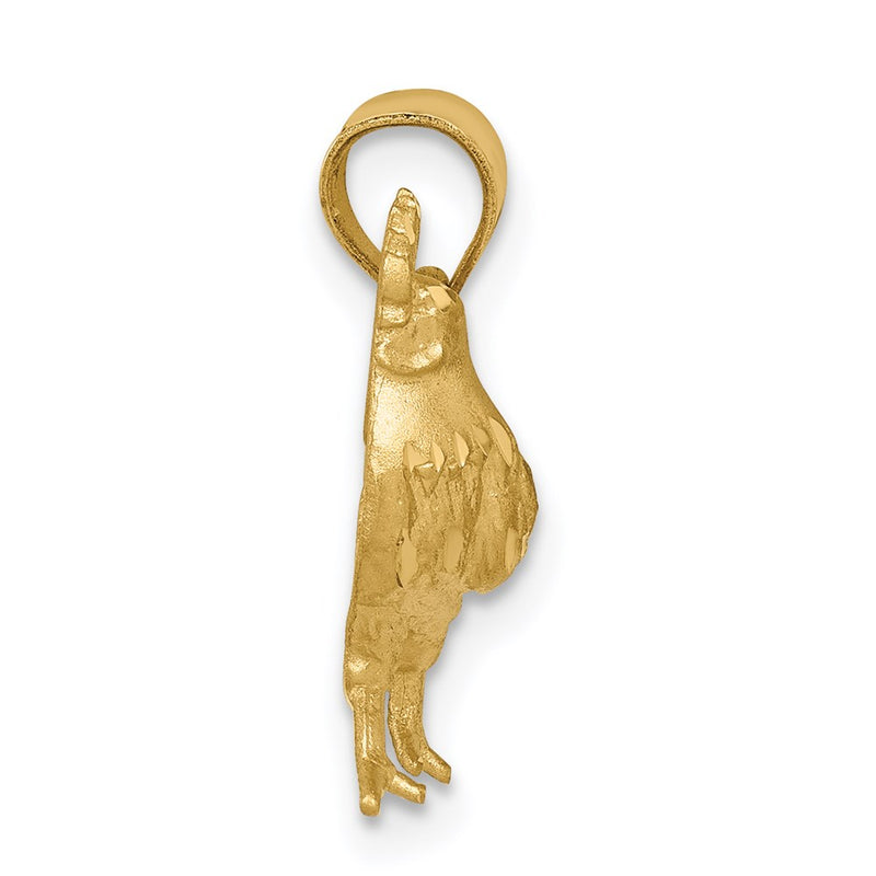 14k Yellow Gold Satin D/C Rooster Pendant