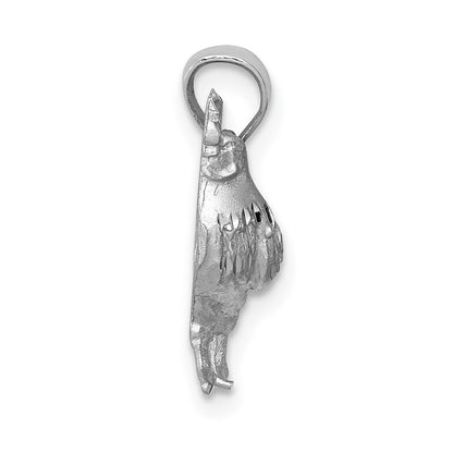 14k White Gold Satin Diamond-cut Rooster Pendant