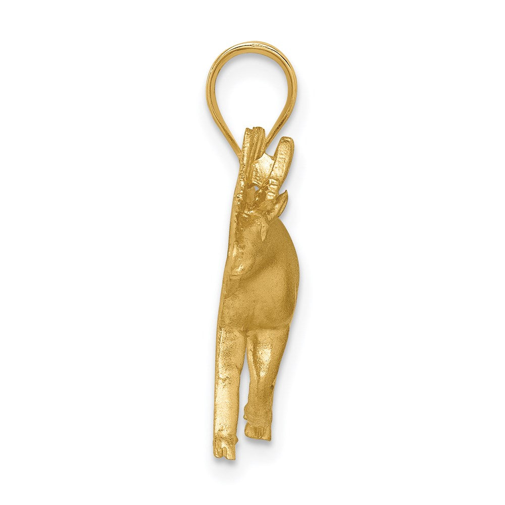 14k Yellow Gold Brushed & Diamond-cut Alaskan Moose Pendant