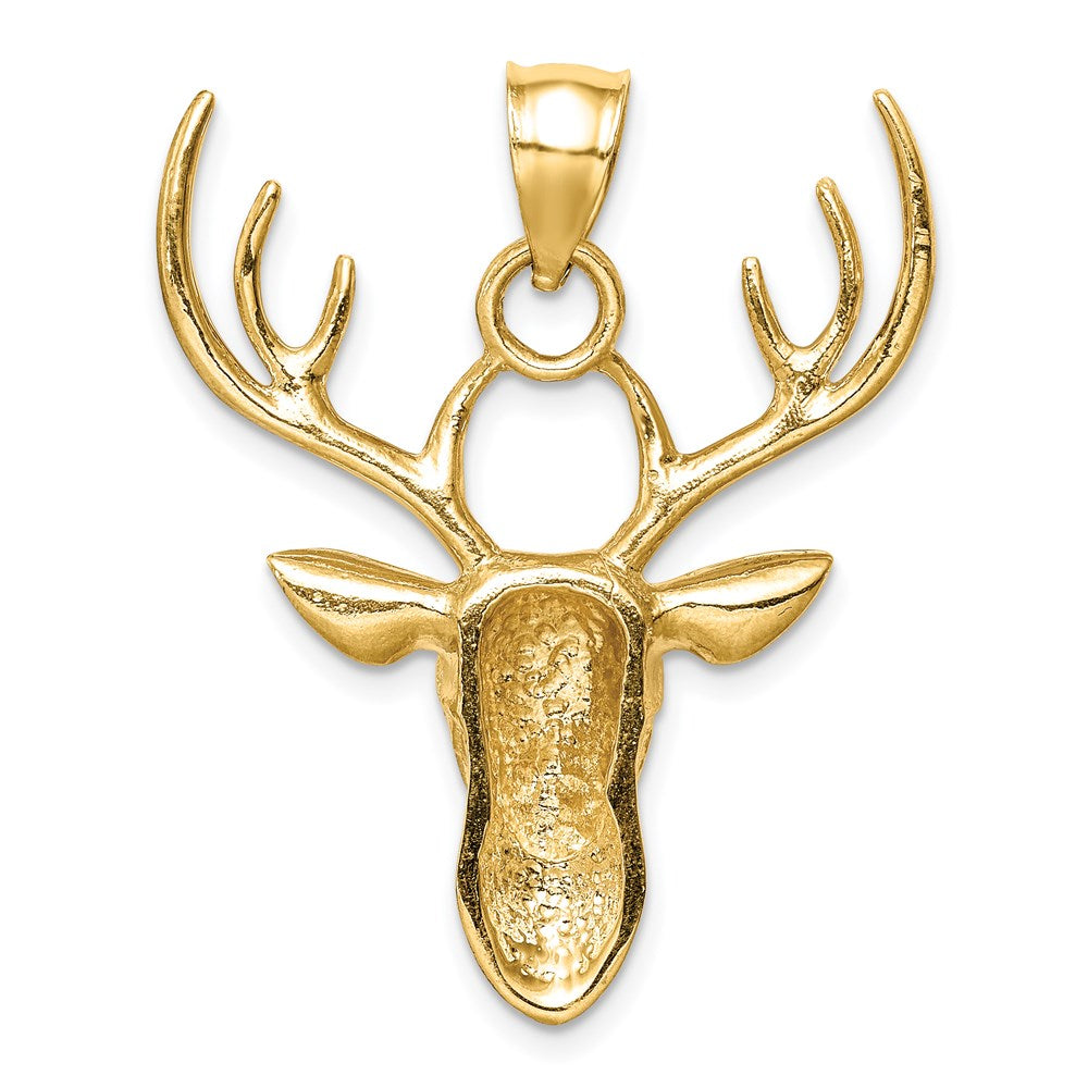 14k Yellow Gold Polished Deer Head Pendant