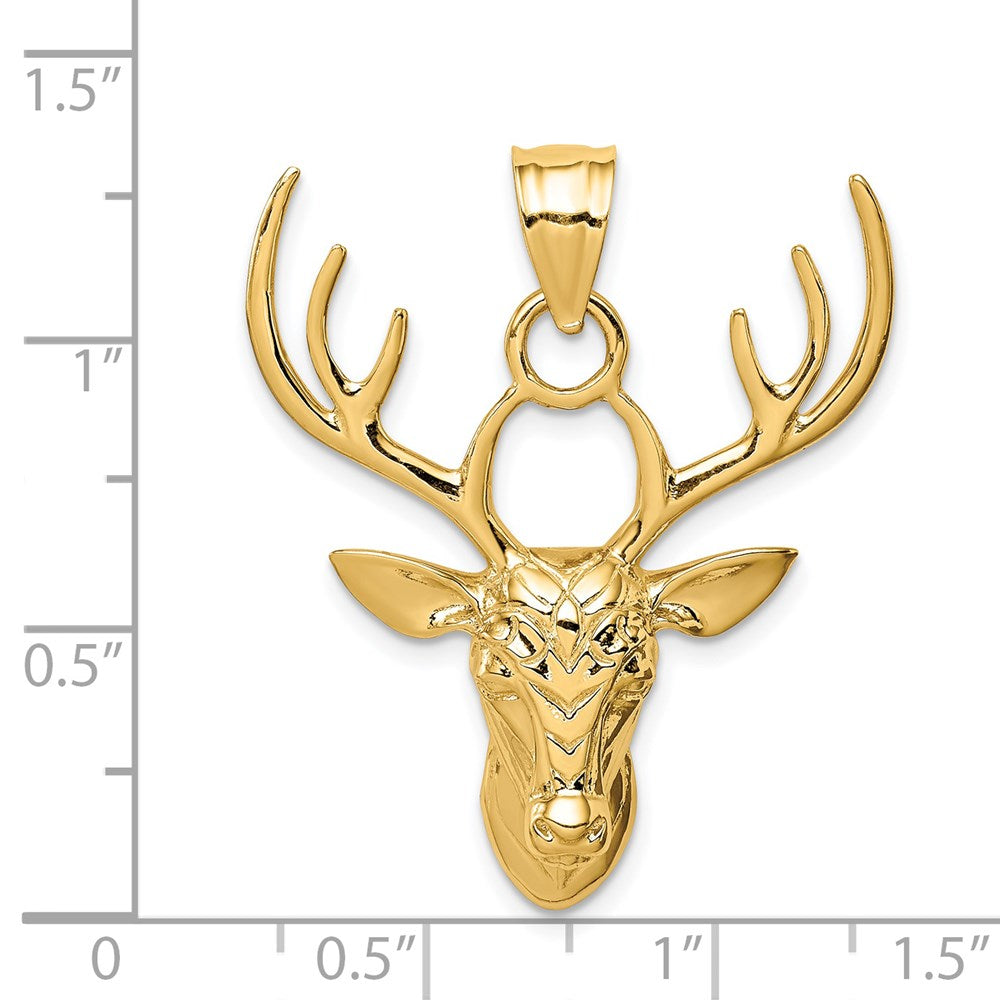 14k Yellow Gold Polished Deer Head Pendant