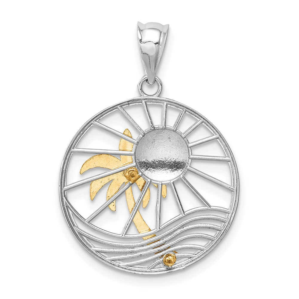 14k Two-tone Gold Polished Sunset Pendant