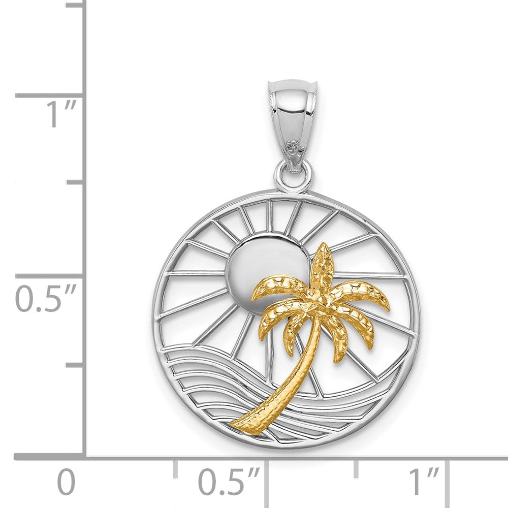 14k Two-tone Gold Polished Sunset Pendant