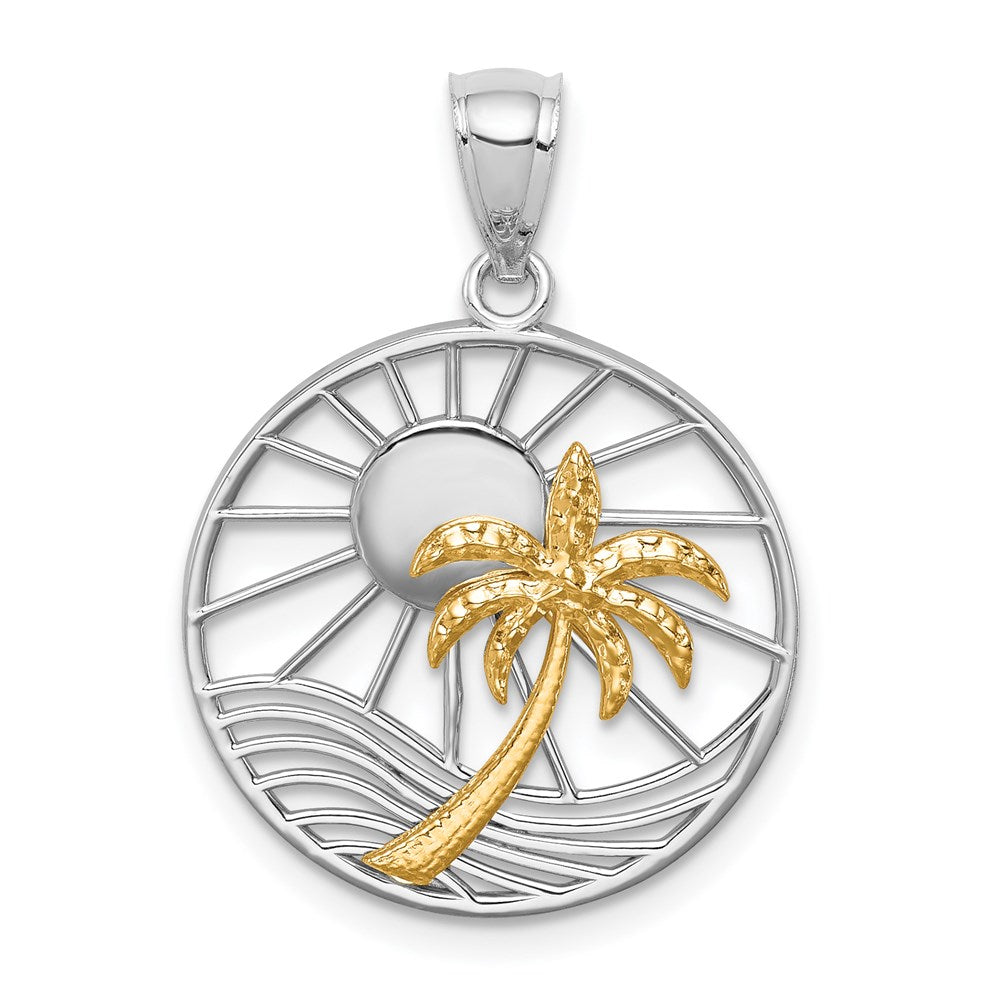 14k Two-tone Gold Polished Sunset Pendant