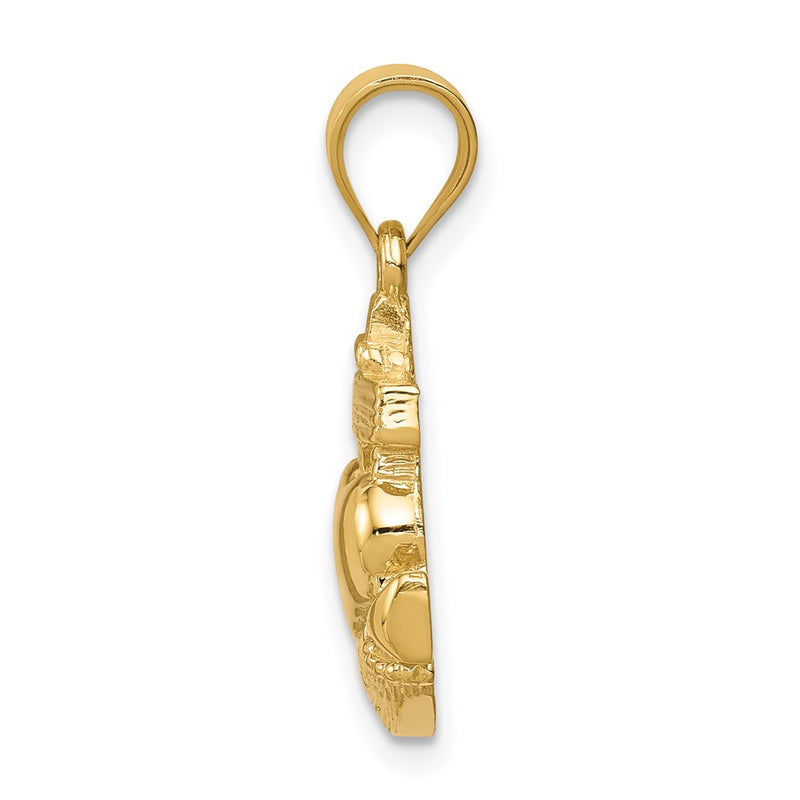 14k Yellow Gold Polished Anchor Heart Pendant