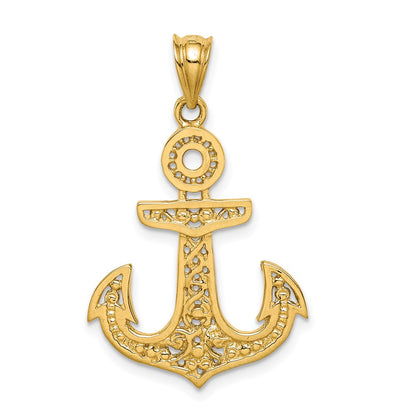 14k Yellow Gold Polished Anchor Pendant
