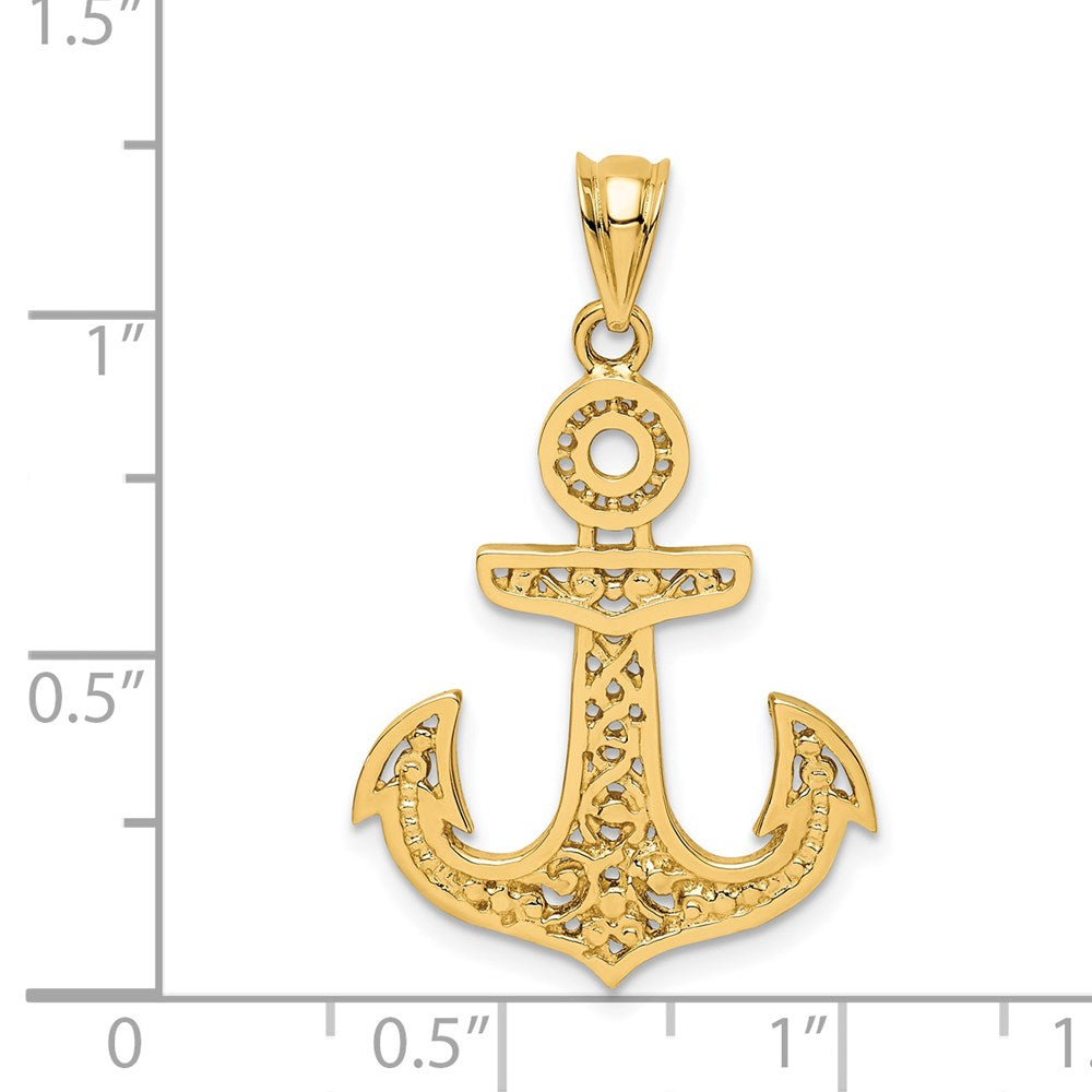14k Yellow Gold Polished Anchor Pendant