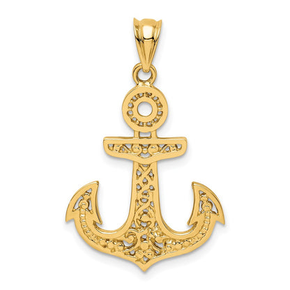 14k Yellow Gold Polished Anchor Pendant