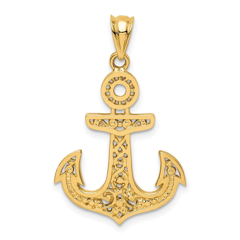 14k Yellow Gold Polished Anchor Pendant