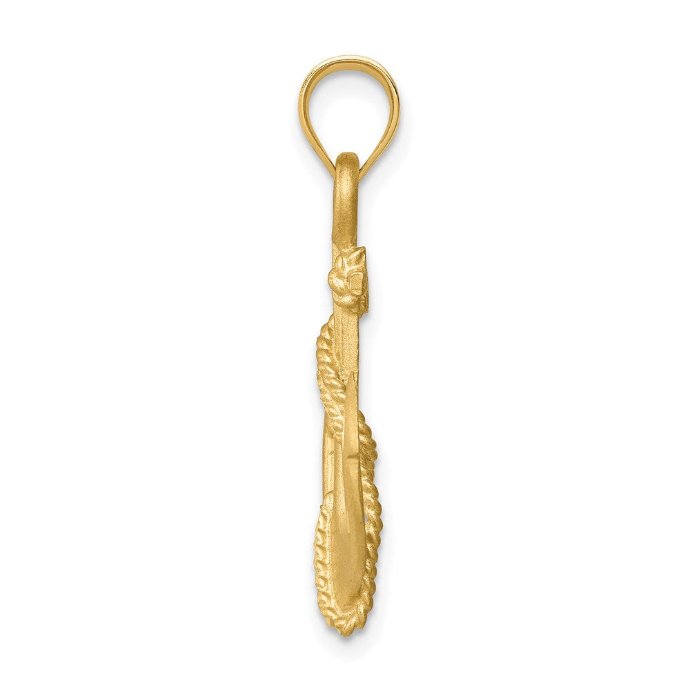 14k Yellow Gold Brushed & Diamond-cut Anchor Pendant