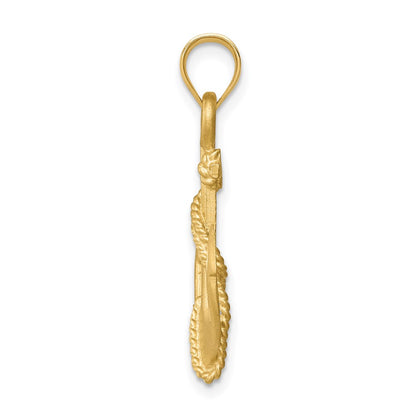 14k Yellow Gold Brushed & Diamond-cut Anchor Pendant