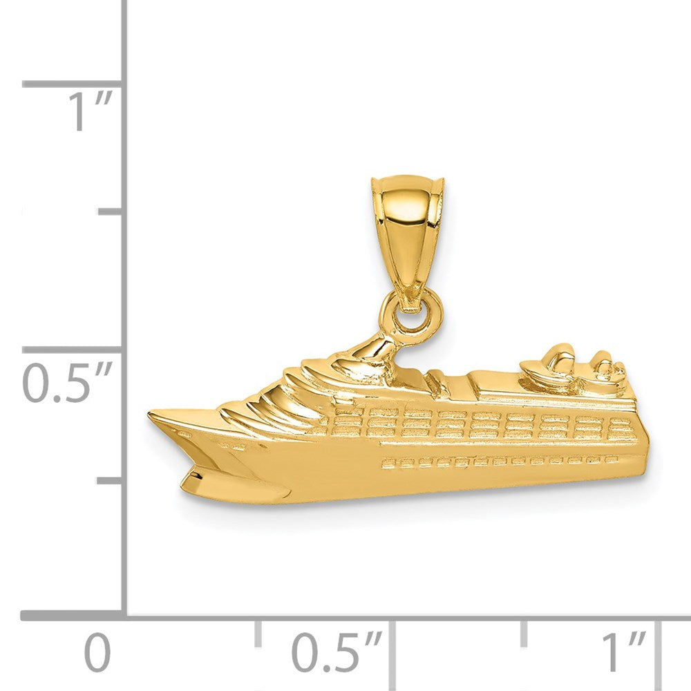 14k Yellow Gold Polished Cruse Ship Pendant