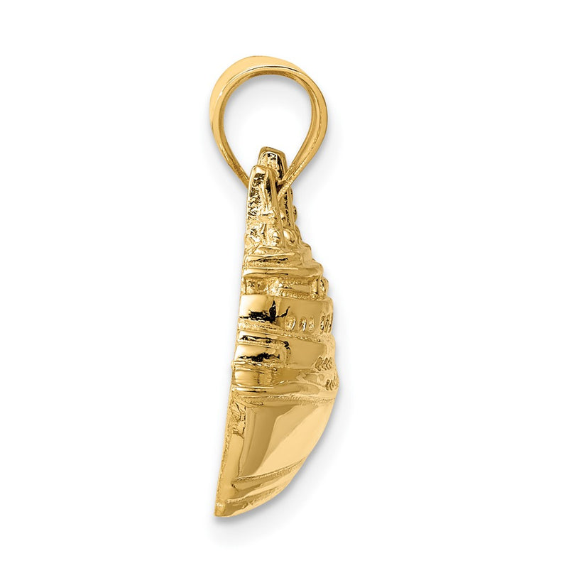 14k Yellow Gold Polished Cruise Ship Boat Pendant
