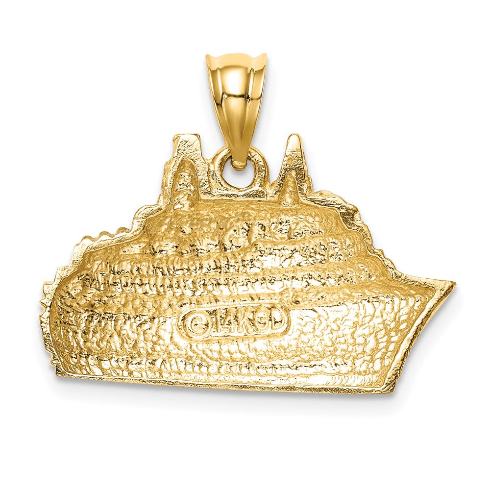 14k Yellow Gold Polished Cruise Ship Boat Pendant