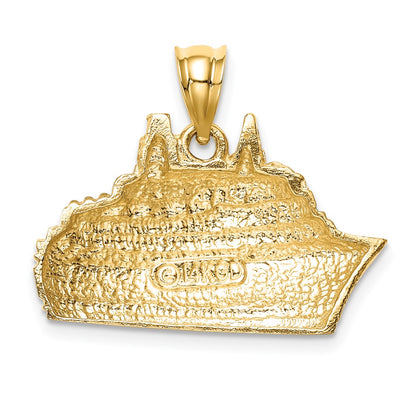 14k Yellow Gold Polished Cruise Ship Boat Pendant