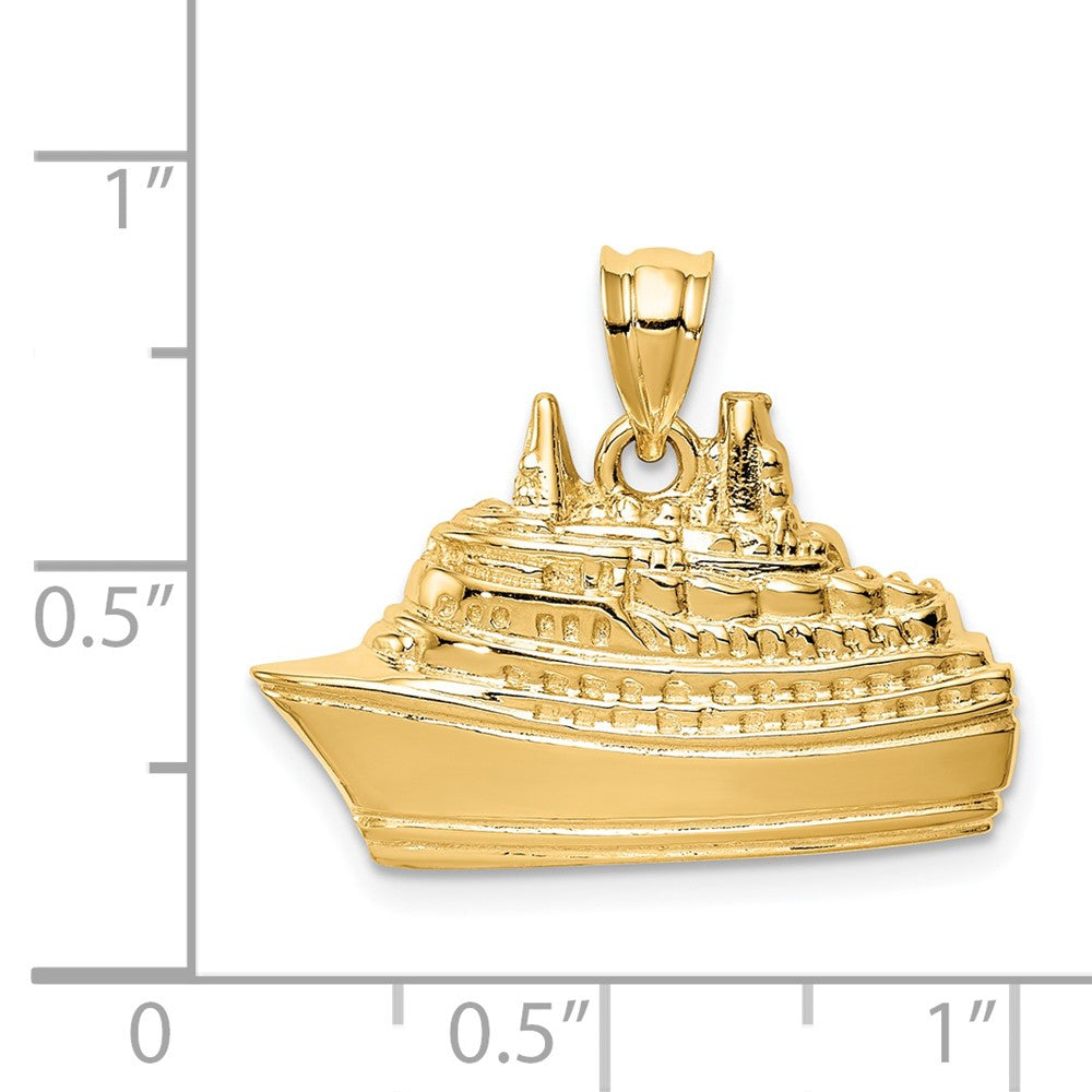 14k Yellow Gold Polished Cruise Ship Boat Pendant