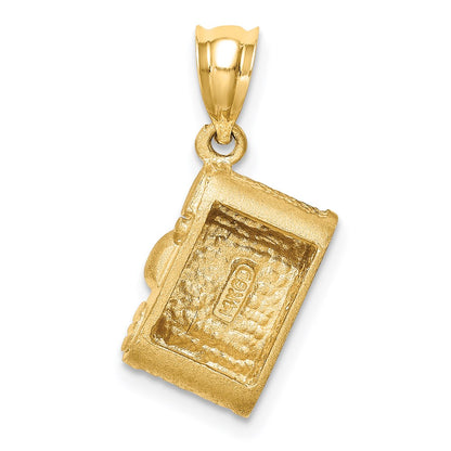14k Yellow Gold Brushed & Polished Enameled Camera Pendant