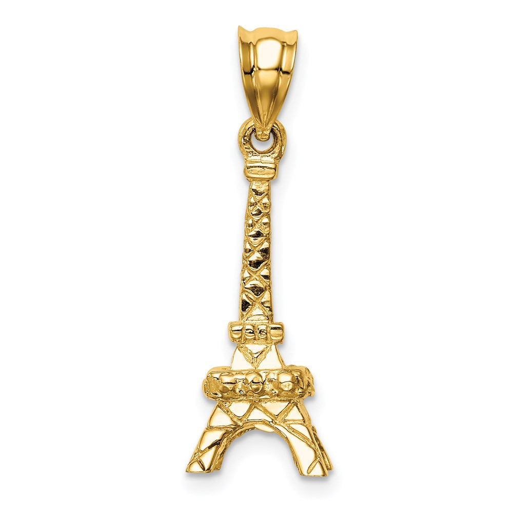 14k Yellow Gold Polished 3D Eiffel Tower Pendant