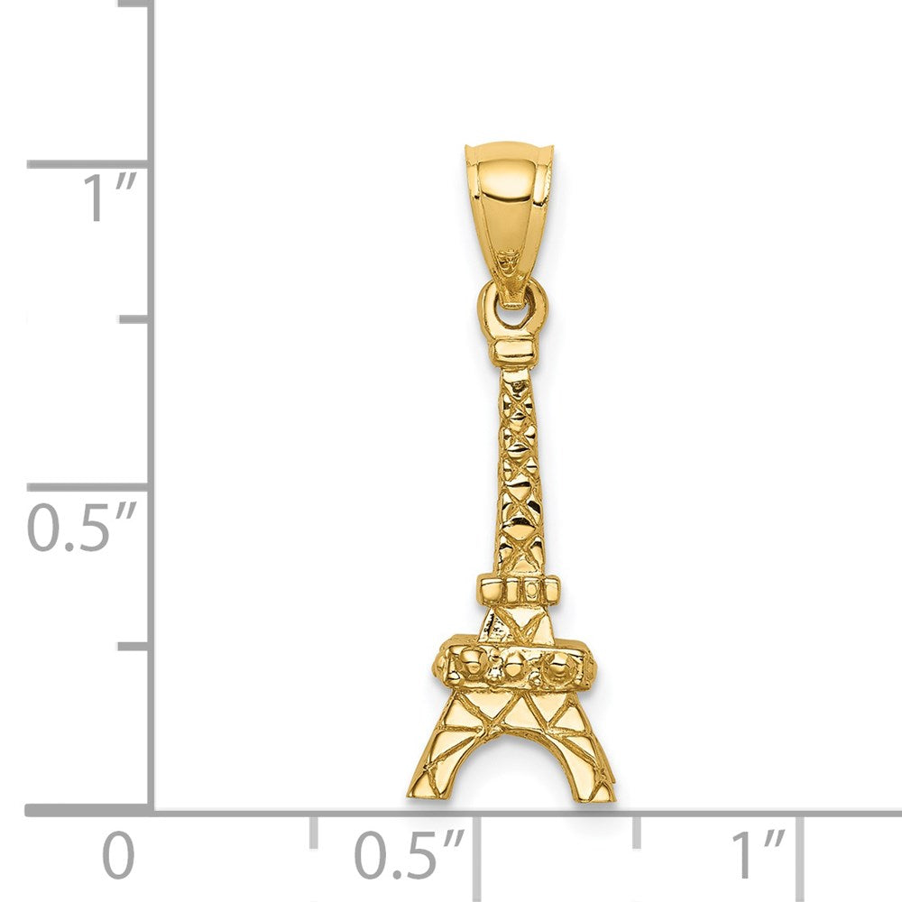 14k Yellow Gold Polished 3D Eiffel Tower Pendant