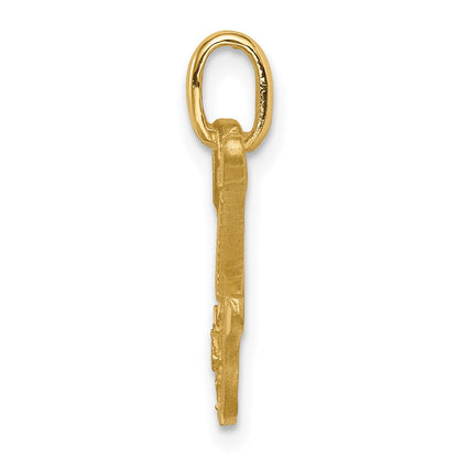 14k Yellow Gold Brushed & Diamond-cut Guitar Pendant
