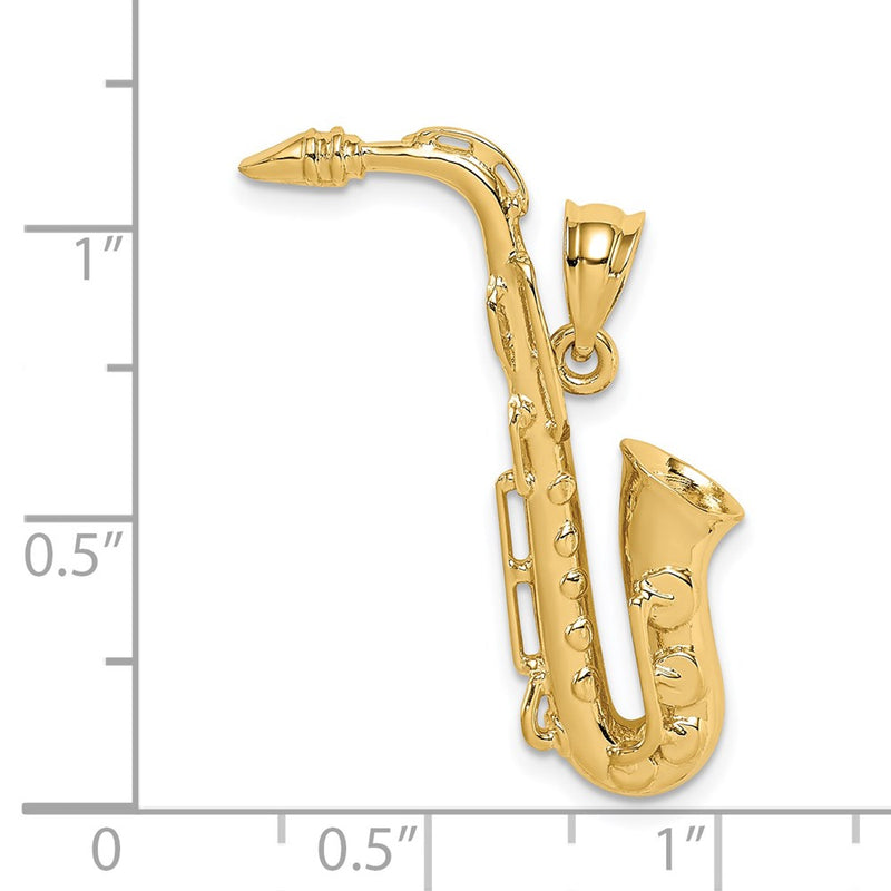 14k Yellow Gold Polished Saxophone Pendant