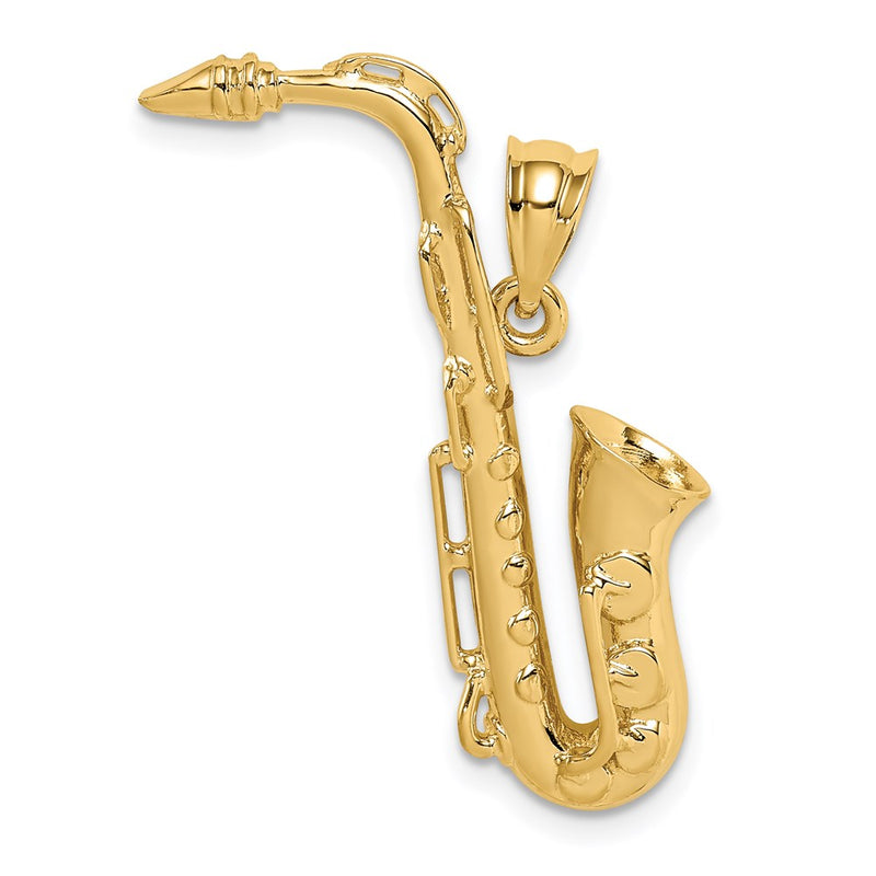 14k Yellow Gold Polished Saxophone Pendant