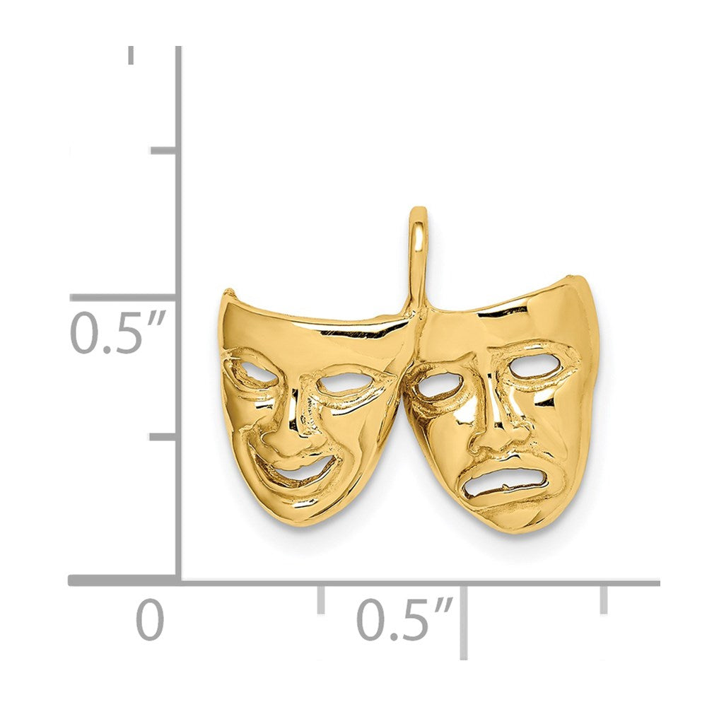 14k Yellow Gold Polished Comedy/Tragedy Theater Masks Pendant