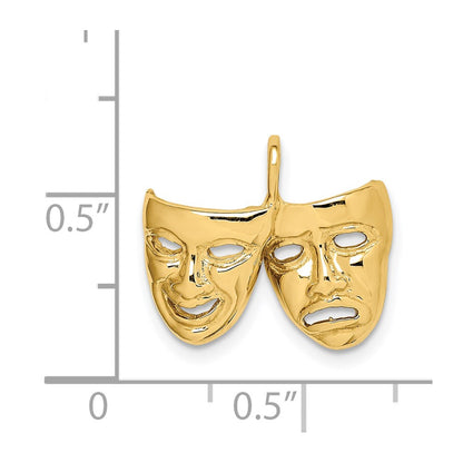 14k Yellow Gold Polished Comedy/Tragedy Theater Masks Pendant