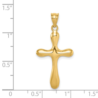 14k Yellow Gold Polished Rounded Edge Cross Pendant