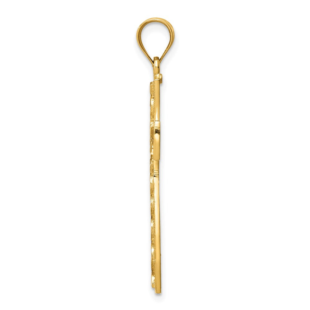14k Yellow Gold Polished & D/C Cross Pendant