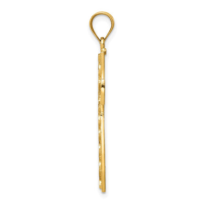 14k Yellow Gold Polished & D/C Cross Pendant