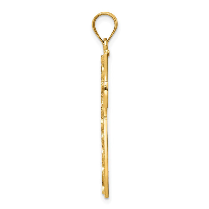 14k Yellow Gold Polished & D/C Cross Pendant