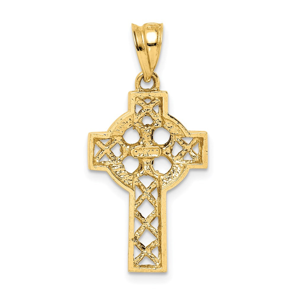 14k Yellow Gold Polished Celtic Cross Pendant