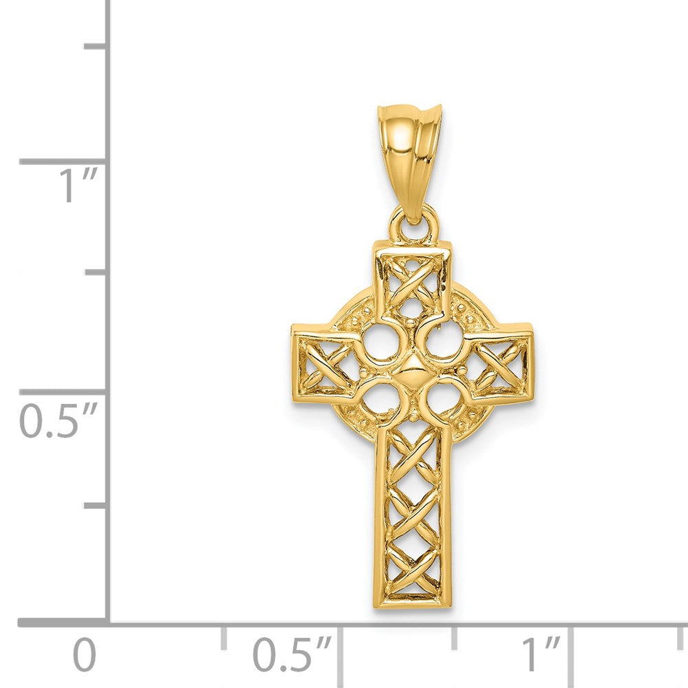 14k Yellow Gold Polished Celtic Cross Pendant