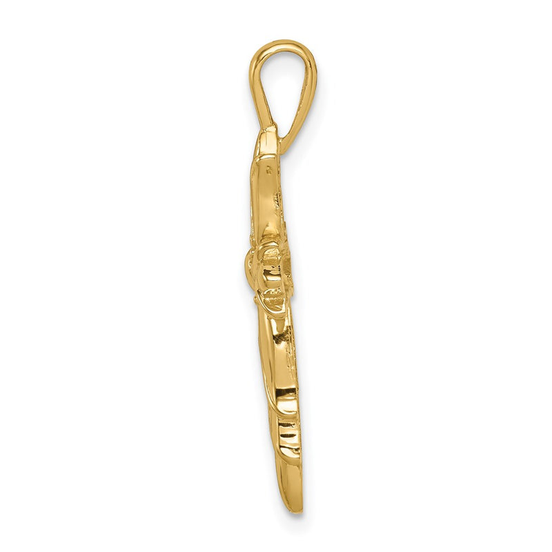 14k Yellow Gold Polished Cross Pendant