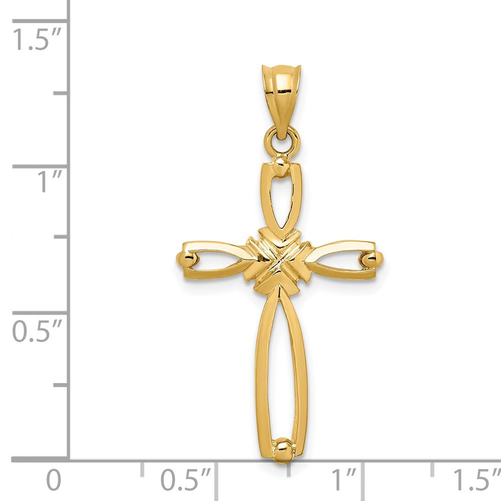 14k Yellow Gold Polished Cross Pendant