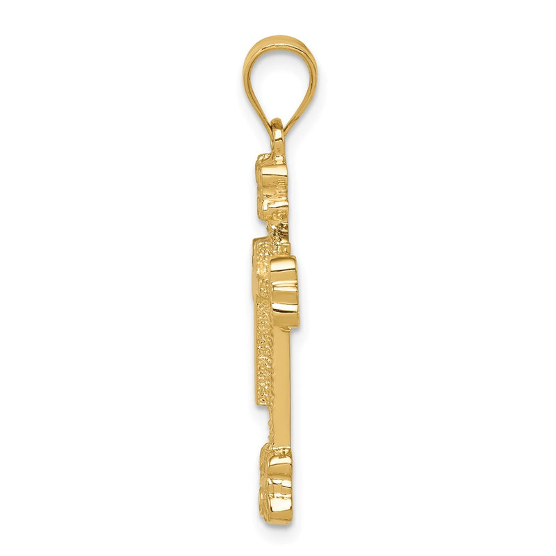 14k Yellow Gold Polished Fancy Cross Pendant