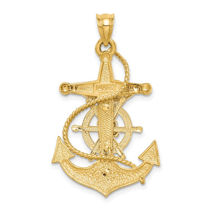14k Two-tone Gold Polished/Satin D/C Mariner Cross Pendant