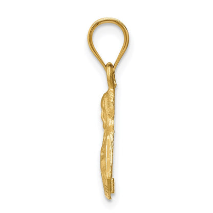 14k Yellow Gold Brushed Diamond-Cut Jesus Pendant