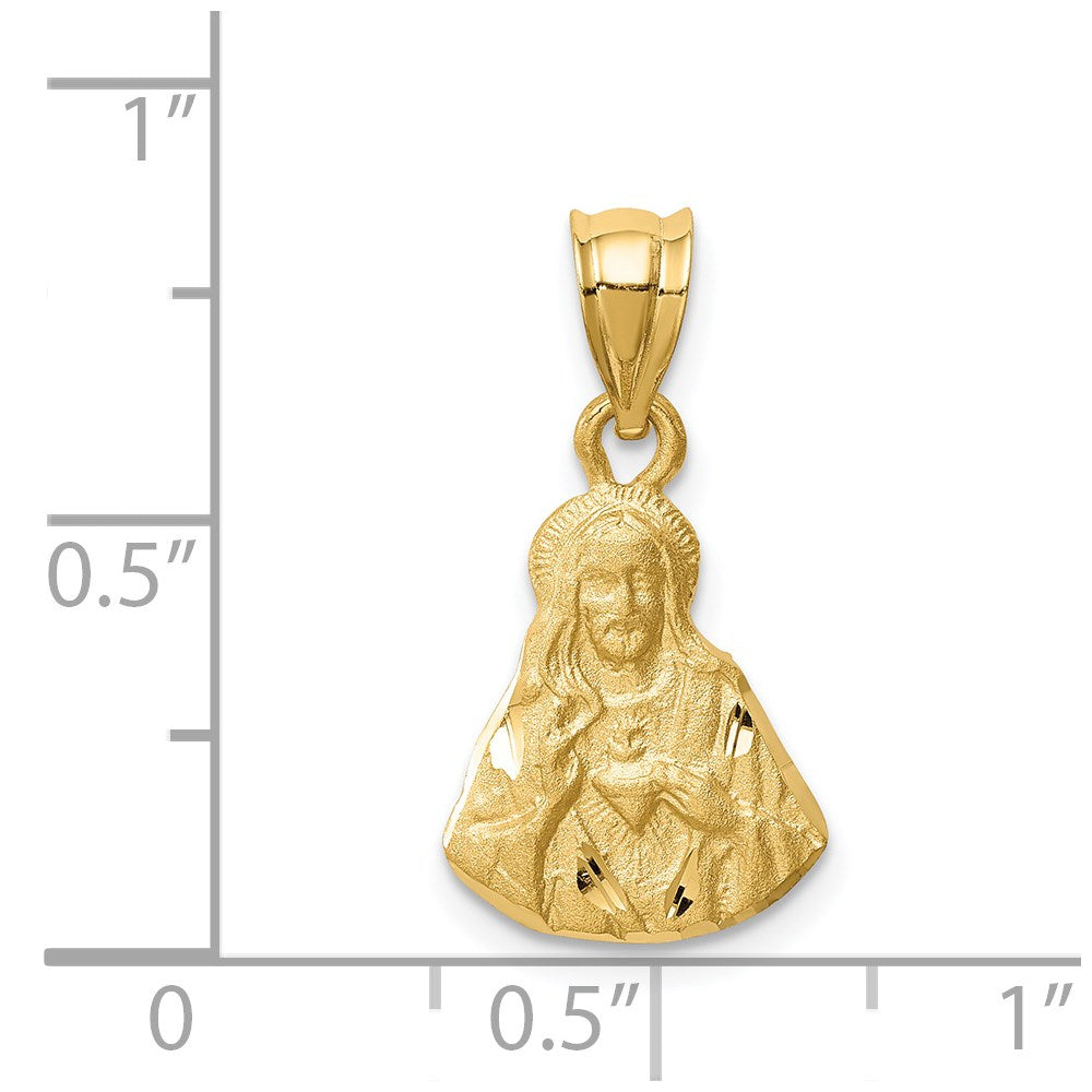 14k Yellow Gold Brushed Diamond-Cut Jesus Pendant