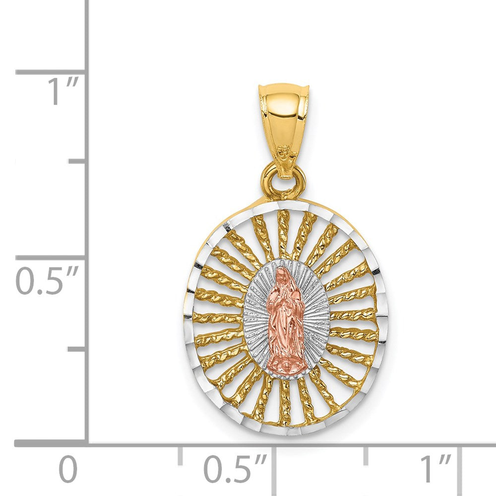 14k Two-tone Gold & White Rhodium Polished Guadalupe Pendant