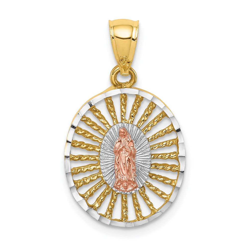 14k Two-tone Gold & White Rhodium Polished Guadalupe Pendant